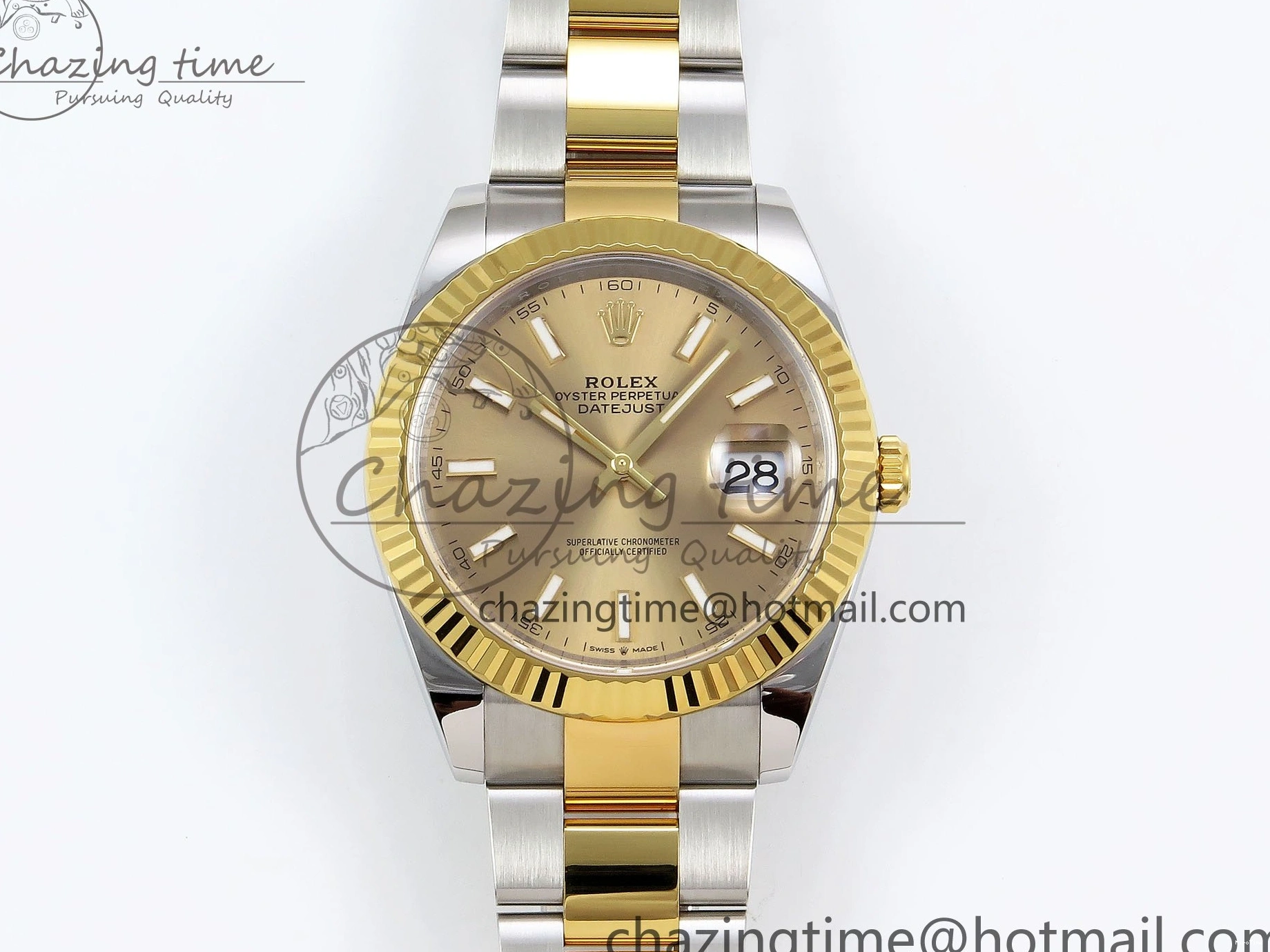 MiroTime 0201 DateJust 41 126333 Clean 1:1 Best Edition 904L Steel YG Stick Dial on SS YG Oyster Bracelet VR EasyCare 1578